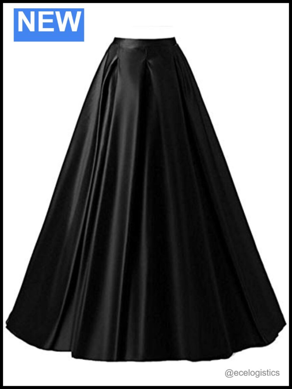 Women's Satin A-Line Maxi Skirt Floor Length with Pockets